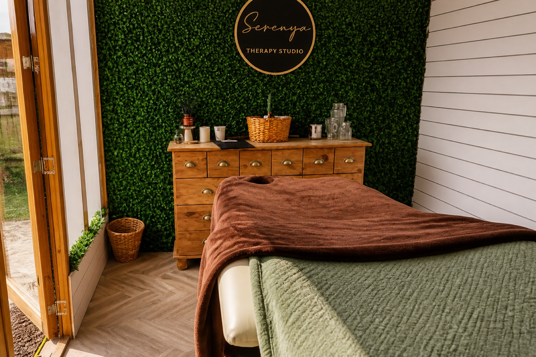 Massage table ready in a calm treatment room